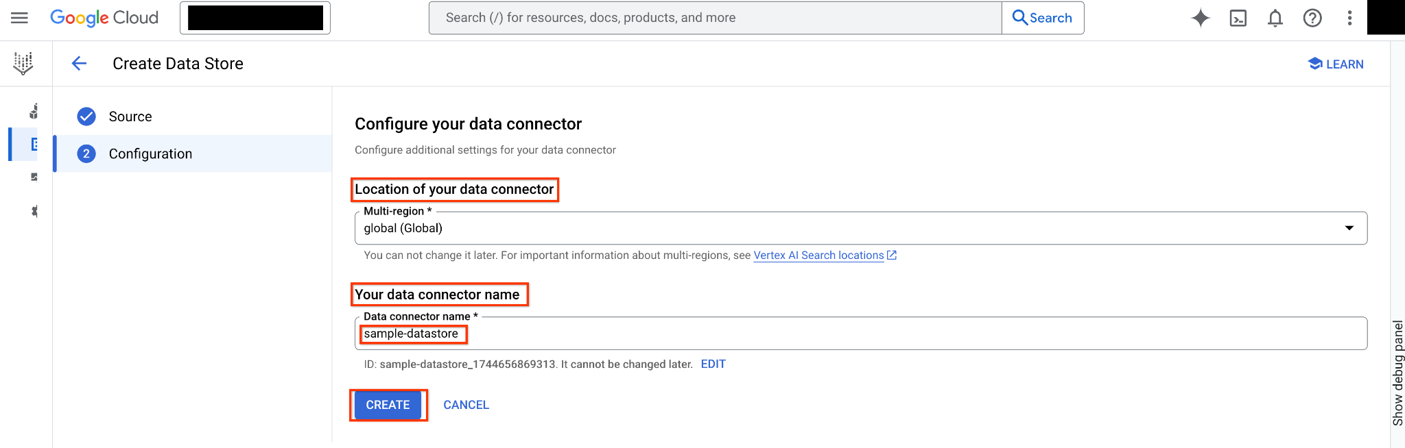 Configurez le connecteur de données.