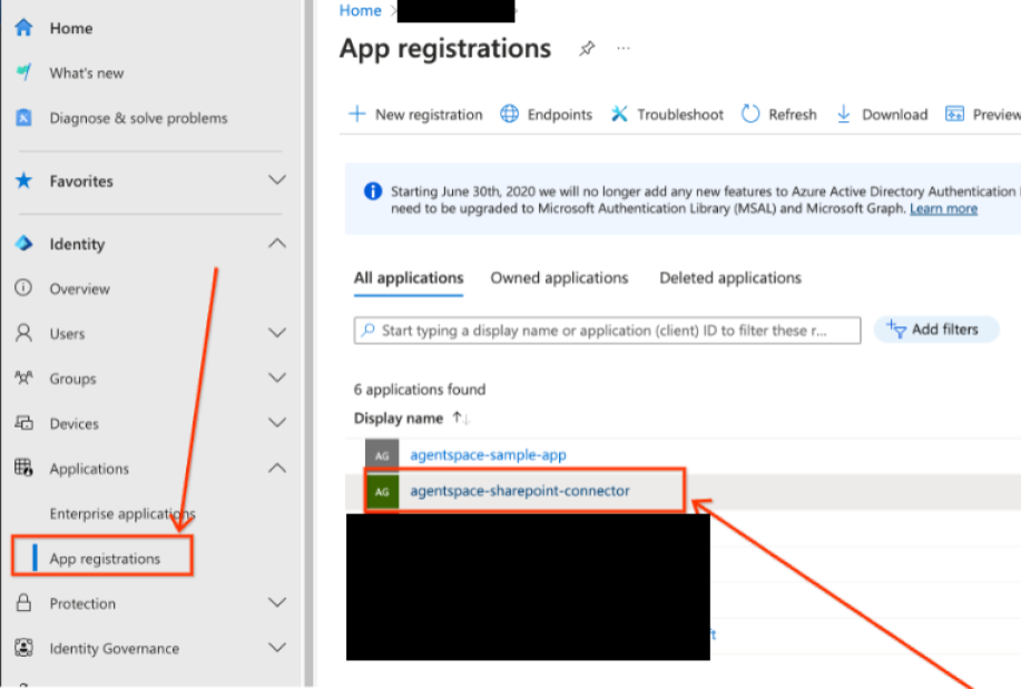 API 権限を設定するアプリを選択する