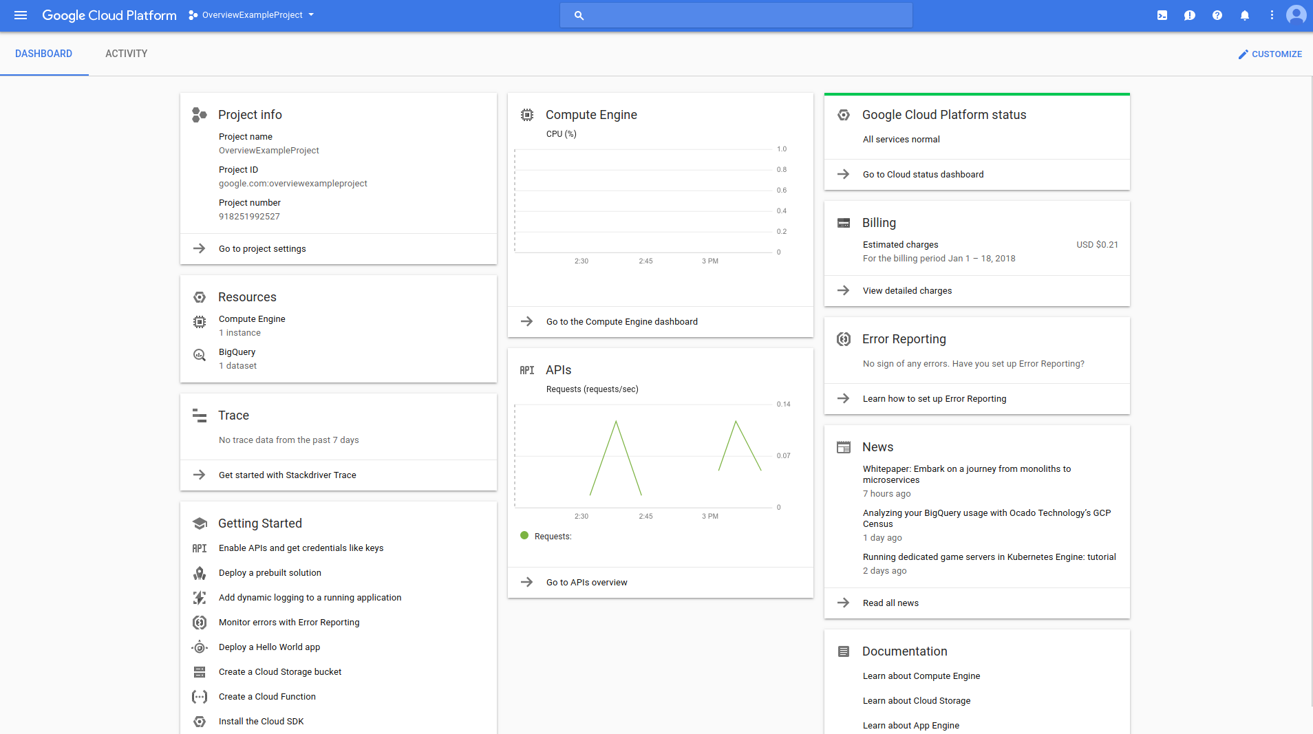 Uno screenshot della console Google Cloud che mostra una UI web.