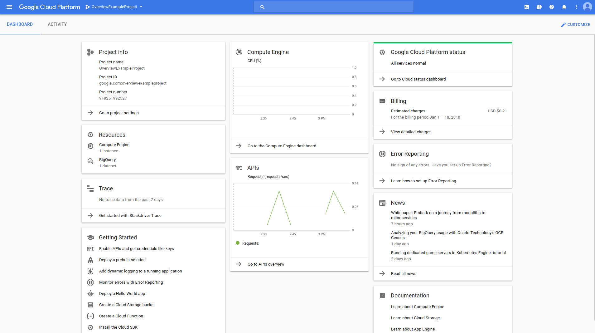 Uno screenshot della console Google Cloud che mostra un'interfaccia utente web.