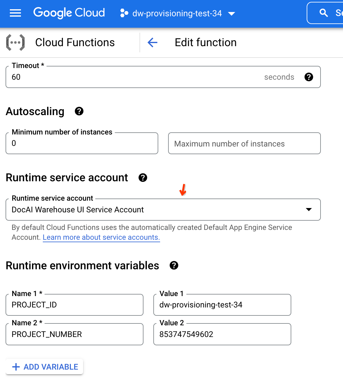 configure to use the DW UI service account