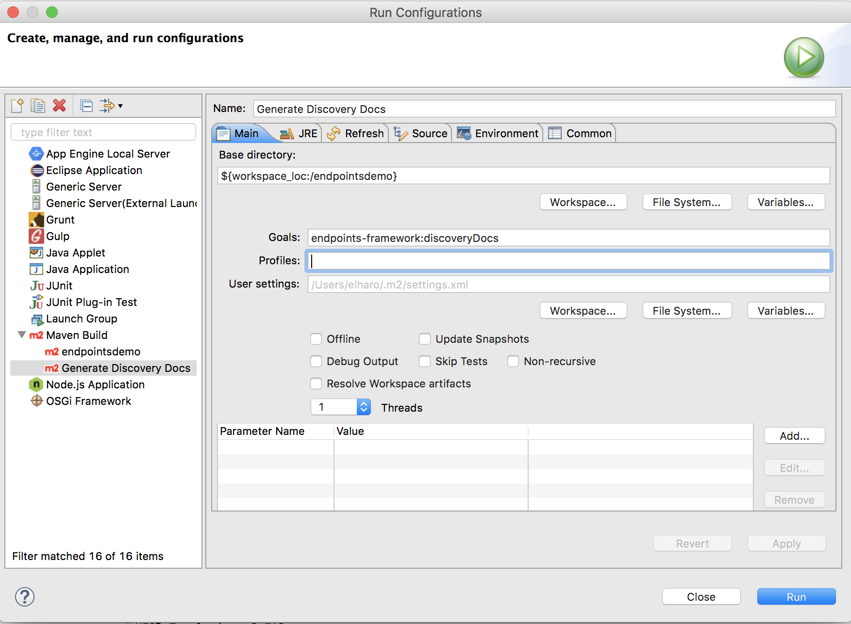 Configurazione build Maven di Eclipse