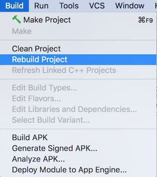 Rebuild in Android Studio