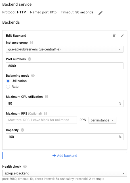 Backend configuration