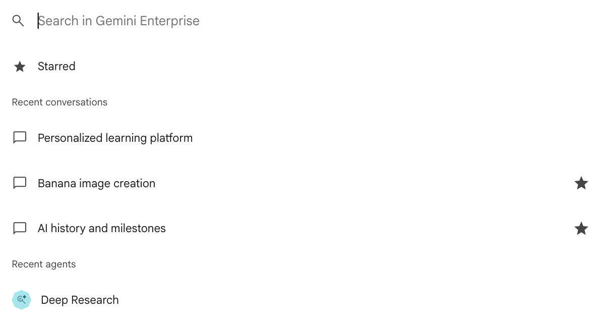 Buscar en tus conversaciones y archivos subidos de Gemini Enterprise