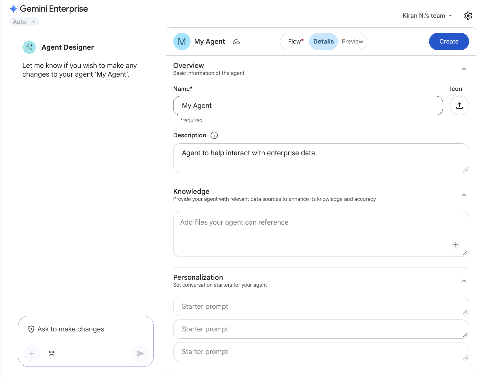 新しいエージェントを作成する