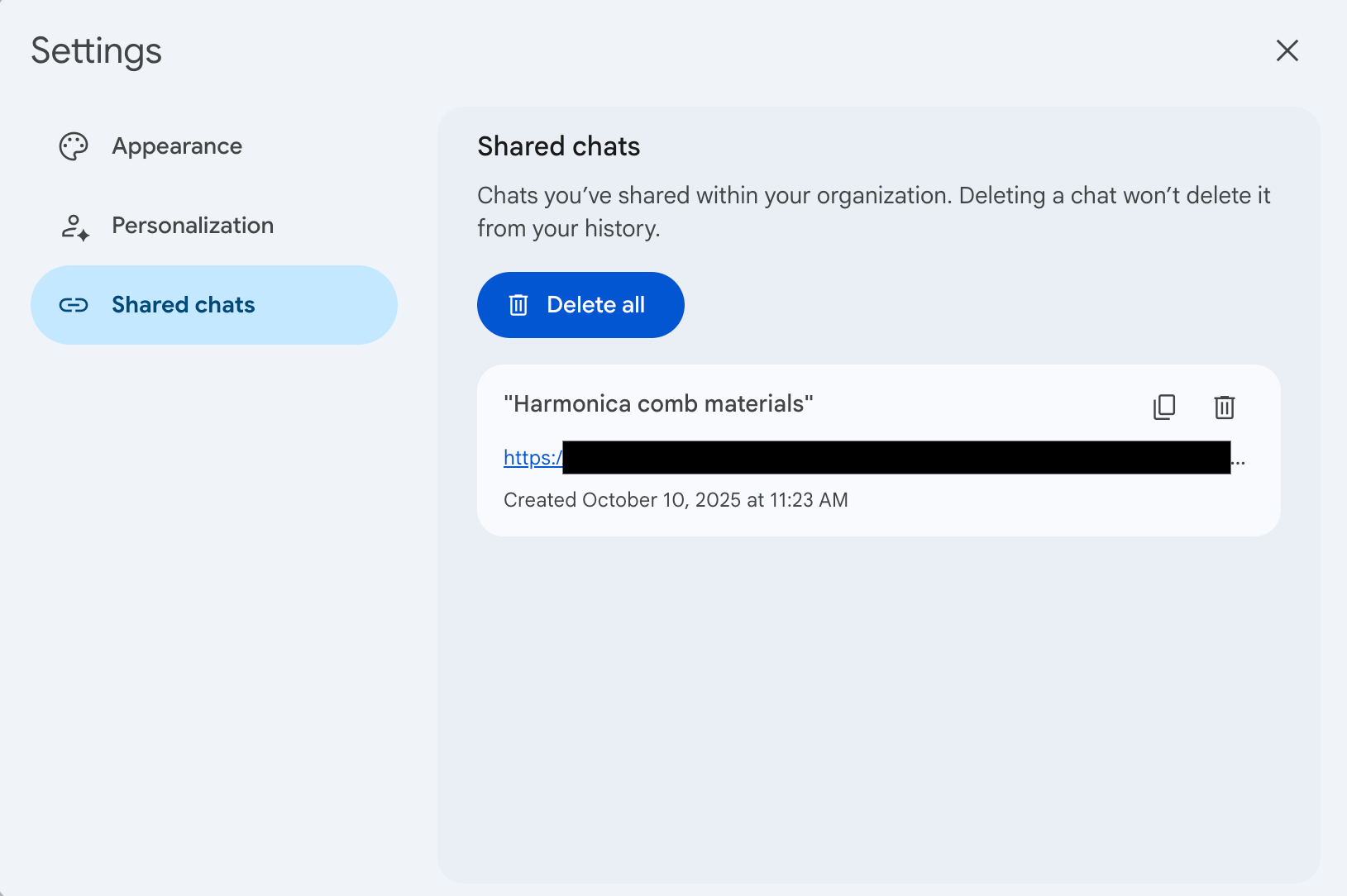 Veja conversas partilhadas anteriormente