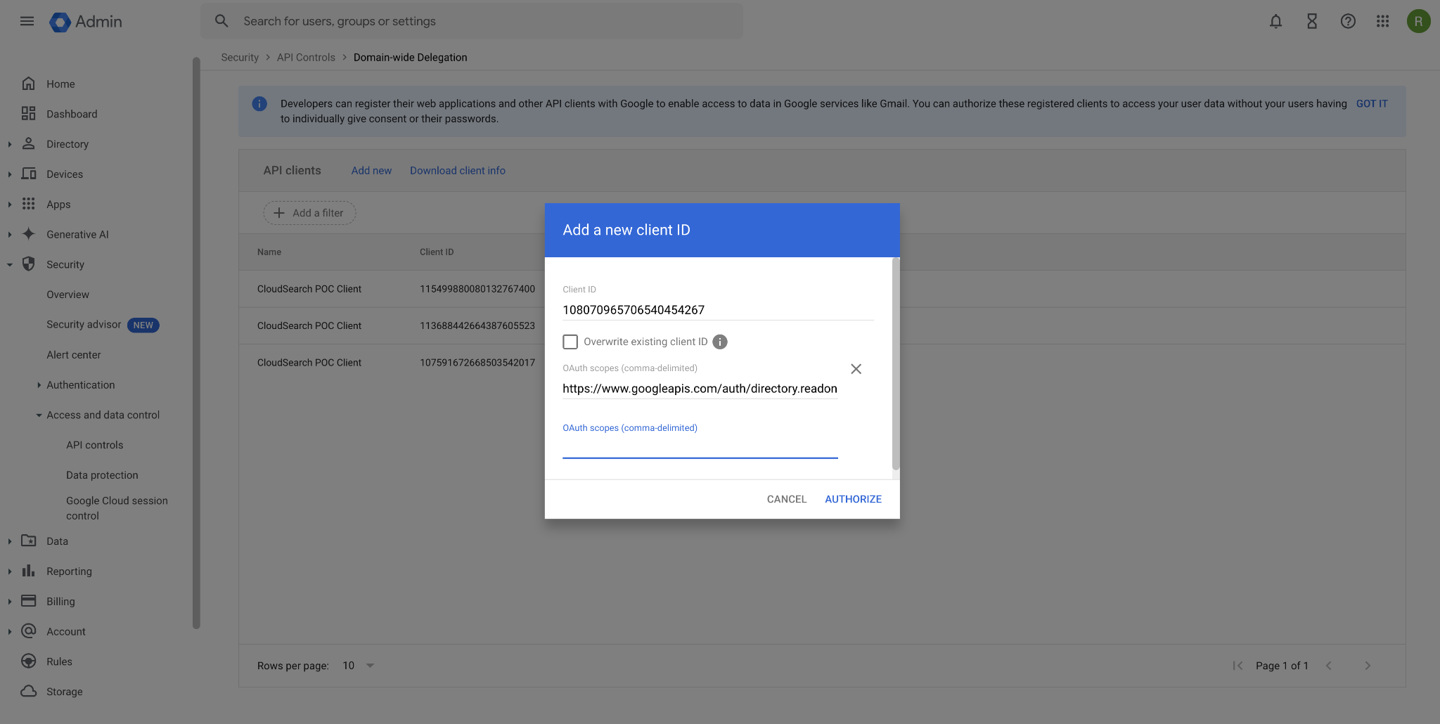 Configure as configurações de delegação em todo o domínio.