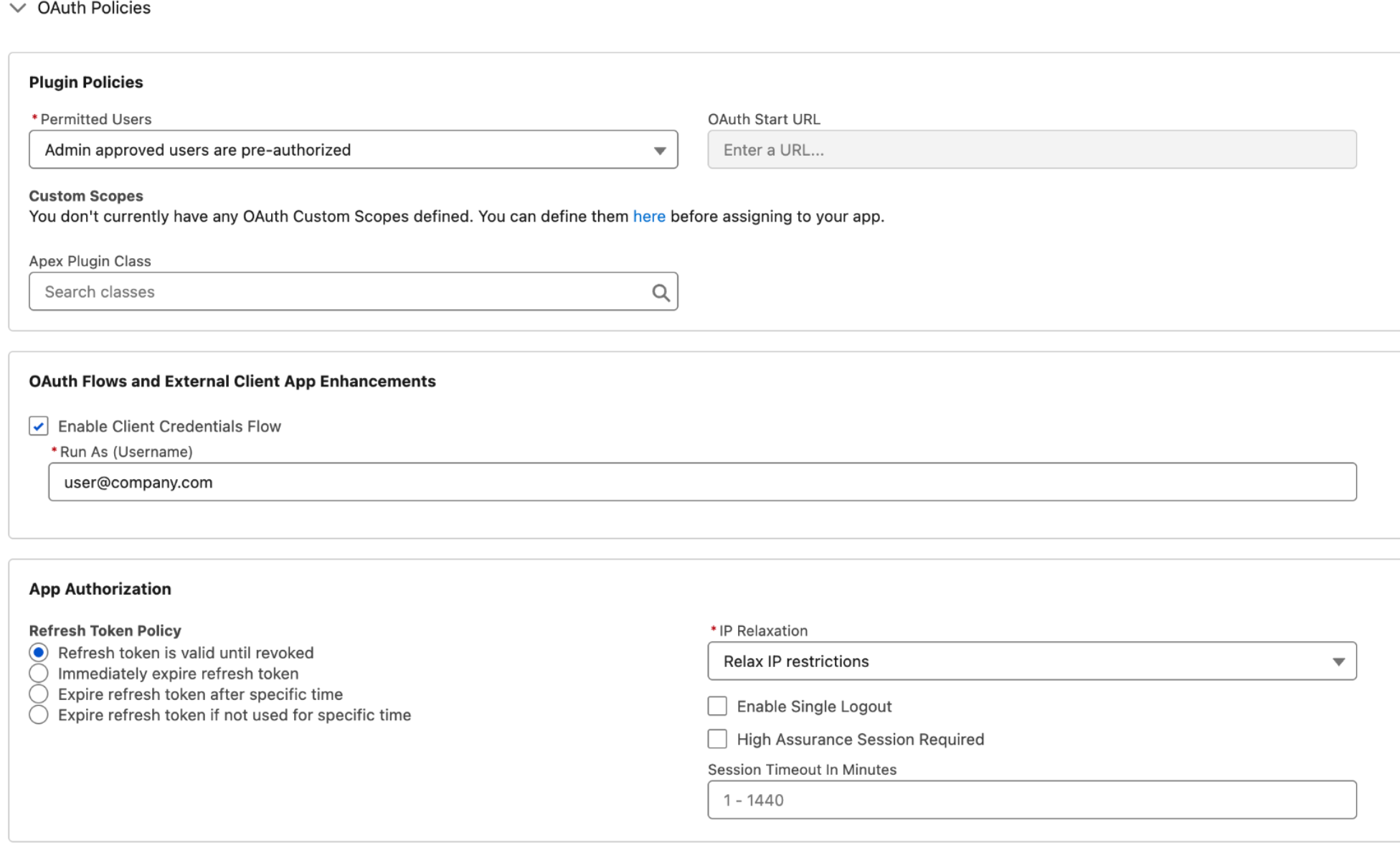 Règles : identifiants client OAuth2
