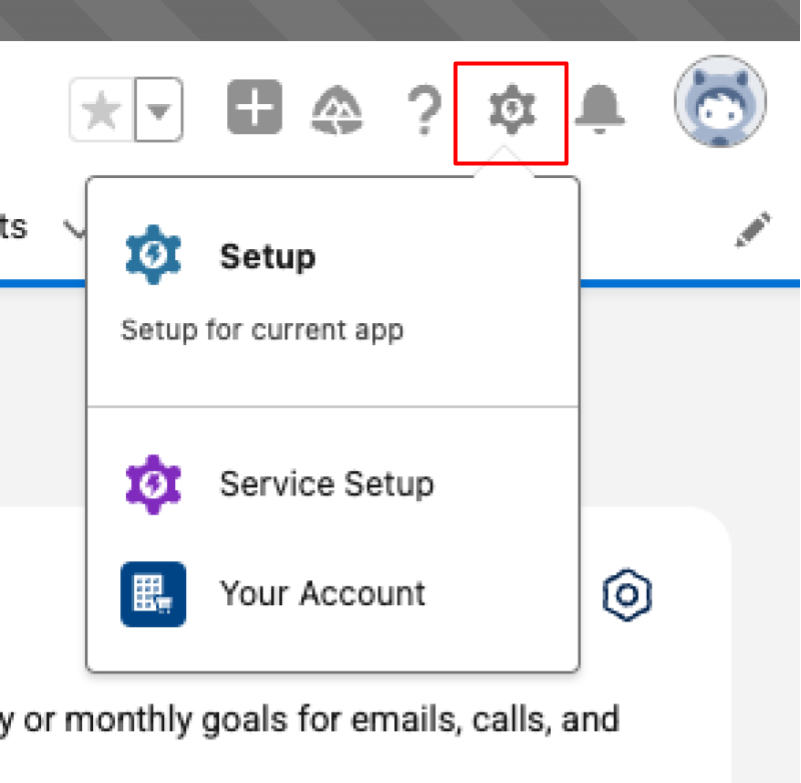 Salesforce アプリの設定を選択します。