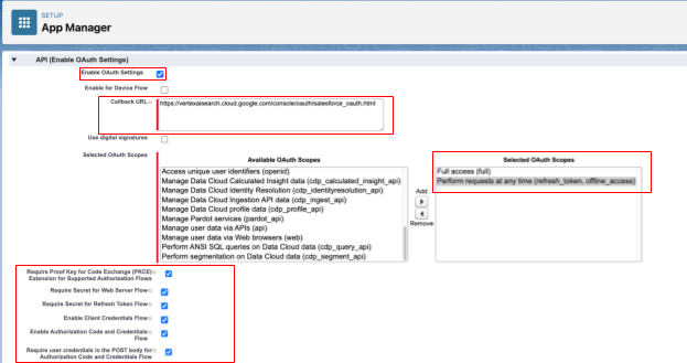 OAuth 設定を有効にして構成する