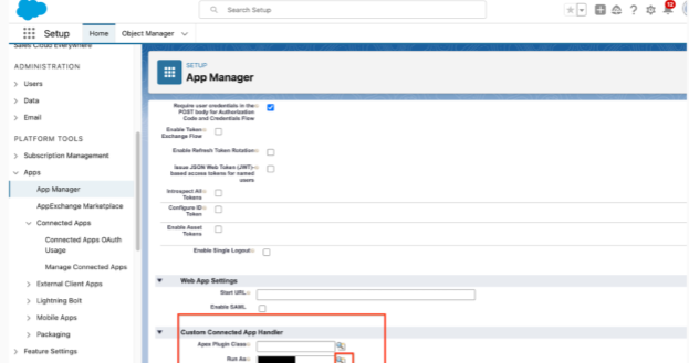 Specifica Esegui come in Gestore app connesse personalizzato