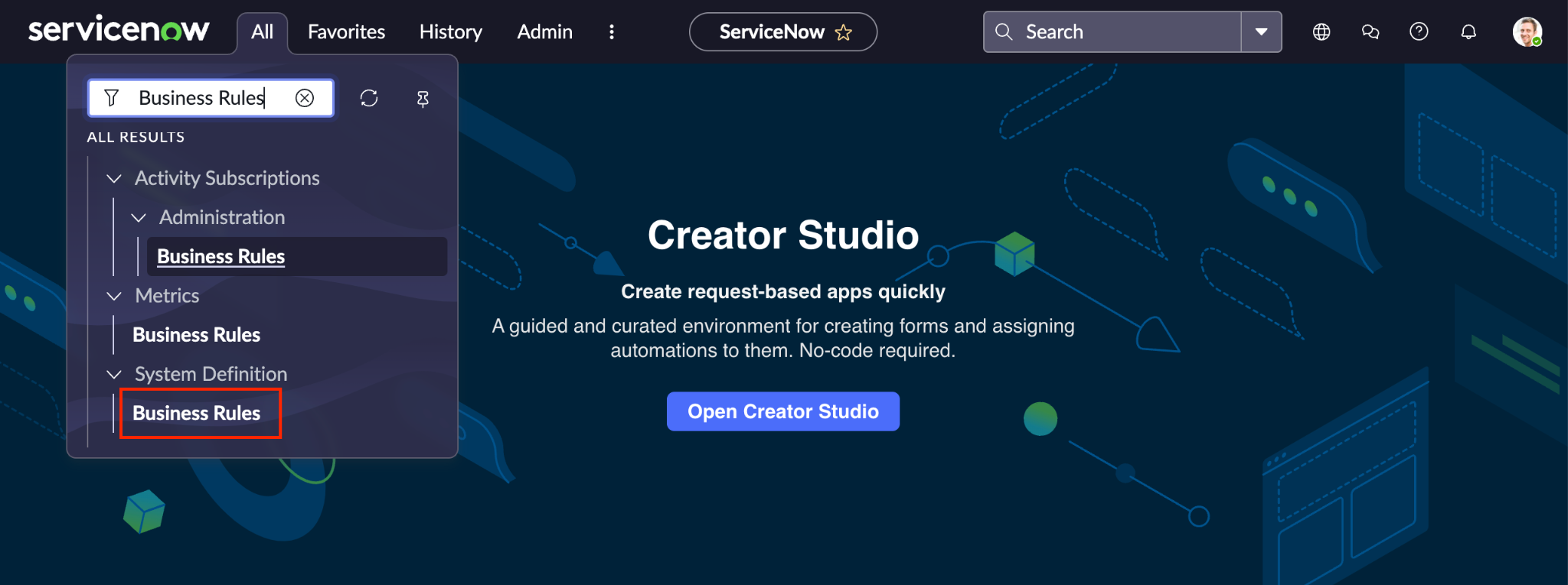 查看 ServiceNow 业务规则