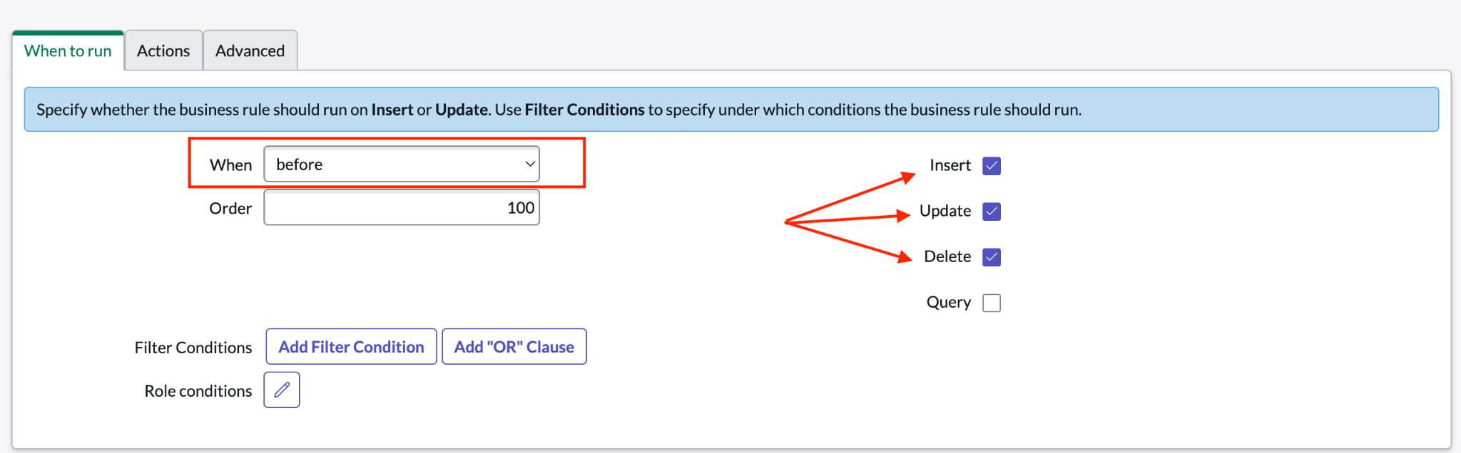 Especifica cuándo se debe ejecutar el webhook de la entidad de conocimiento