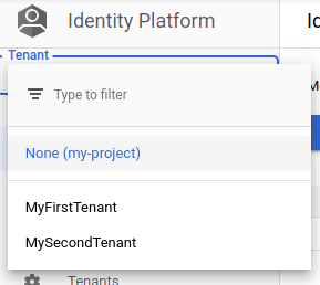 Multi-tenancy drop-down menu