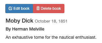 Entrée "Moby Dick" de l'application Bookshelf