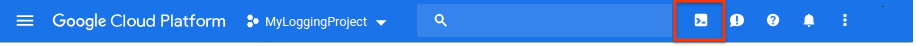 Di Konsol Google Cloud, klik ikon Cloud Shell.