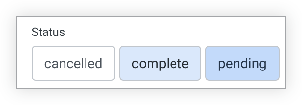 Button group controls appear as a horizontal series of separate buttons representing filter values.