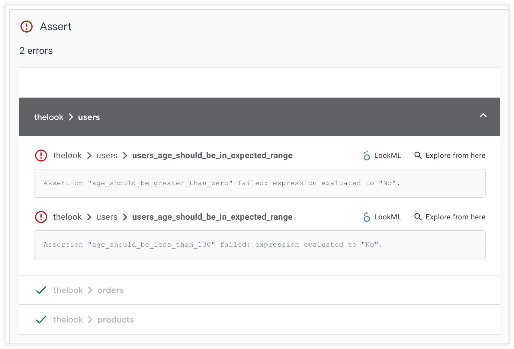 顯示 Assert Validator 檢查結果的持續整合結果頁面