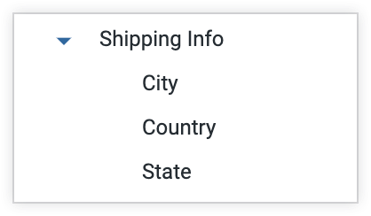 The Shipping Info group in the field picker of an Explore.