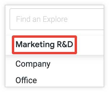 Das Modell „Marktforschung“ trägt im Menü „Erkunden“ das Label „Marketing R&D“.