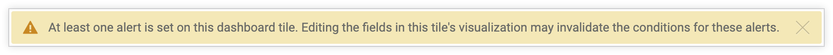 Looker displays the warning that editing may affect any alerts on this tile.
