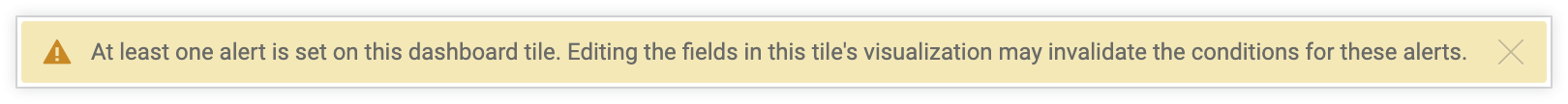 O Looker mostra o aviso de que a edição pode afetar os alertas deste bloco.