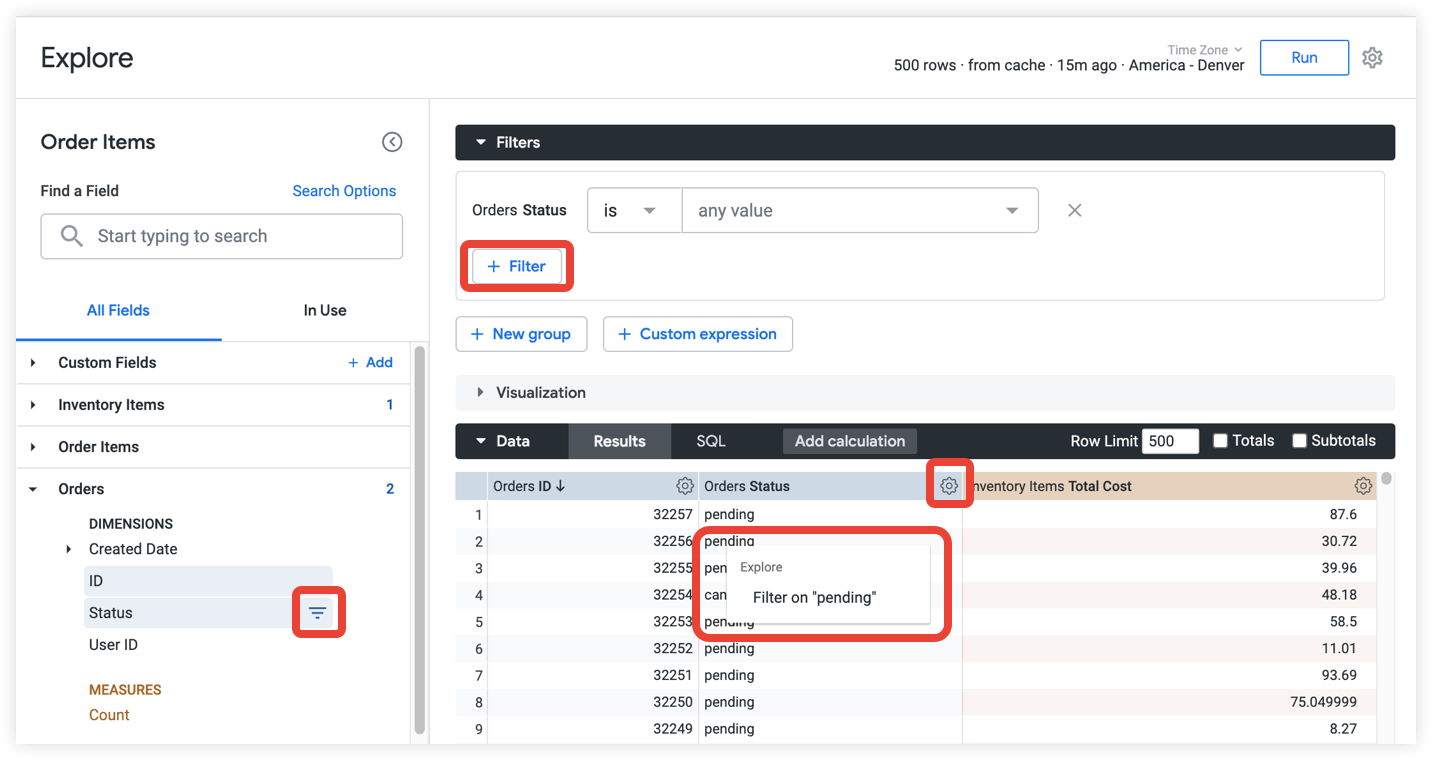 AND/OR Filters in Explores Looker Google Cloud