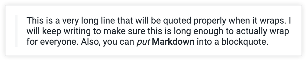 Kartu teks yang menampilkan blockquote panjang.