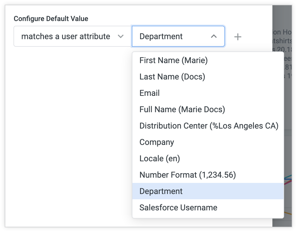 Atribut pengguna muncul di drop-down di sebelah kanan kondisi atribut pengguna yang cocok.