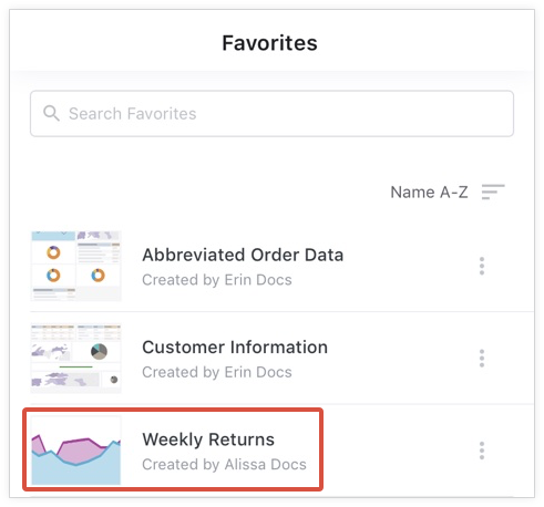 Weekly Returns Look のコンテンツ カードには、Look のプレビュー、Look のタイトル、Look の作成者名が表示されます。