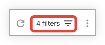 Image de la barre de filtre avec le texte &quot;4 filtres&quot; à côté de l&#39;icône de filtres.