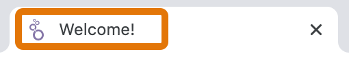 Screenshot eines Browsertabs mit dem Titel „Willkommen!“ Das favicon ist das Looker-Logo.