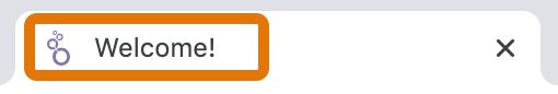 Screenshot eines Browsertabs mit dem Titel „Willkommen! Das Favicon ist das Looker-Logo.