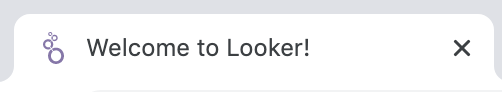 标题为“欢迎使用 Looker！”的浏览器标签页的屏幕截图网站图标是 Looker 徽标。