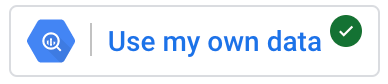 Um ponto verde ao lado do botão &quot;Usar meus próprios dados&quot; indica que um usuário tem acesso total a uma fonte de dados.