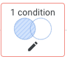 El ícono de configuración de unión destacado en rojo en el panel Mezclar datos indica que no se especificó una configuración de unión.