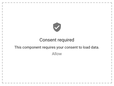 En un informe se muestra un cuadro de diálogo en el que se indica que se requiere el consentimiento para cargar los datos y en el que se incluye el botón Permitir, que el usuario puede seleccionar.