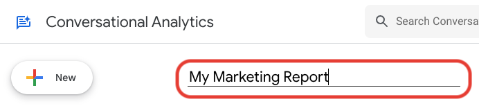 The conversation name is changed to My Marketing Report.