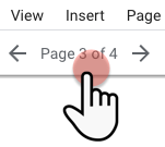 使用者將滑鼠游標懸停在報表導覽頁面中的「Page 3 of 4」文字上。
