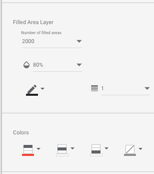 Options des sections &quot;Calque &quot;Zone remplie&quot;&quot; et &quot;Couleurs&quot; dans l&#39;onglet &quot;Style&quot; dédié aux cartes choroplèthes.