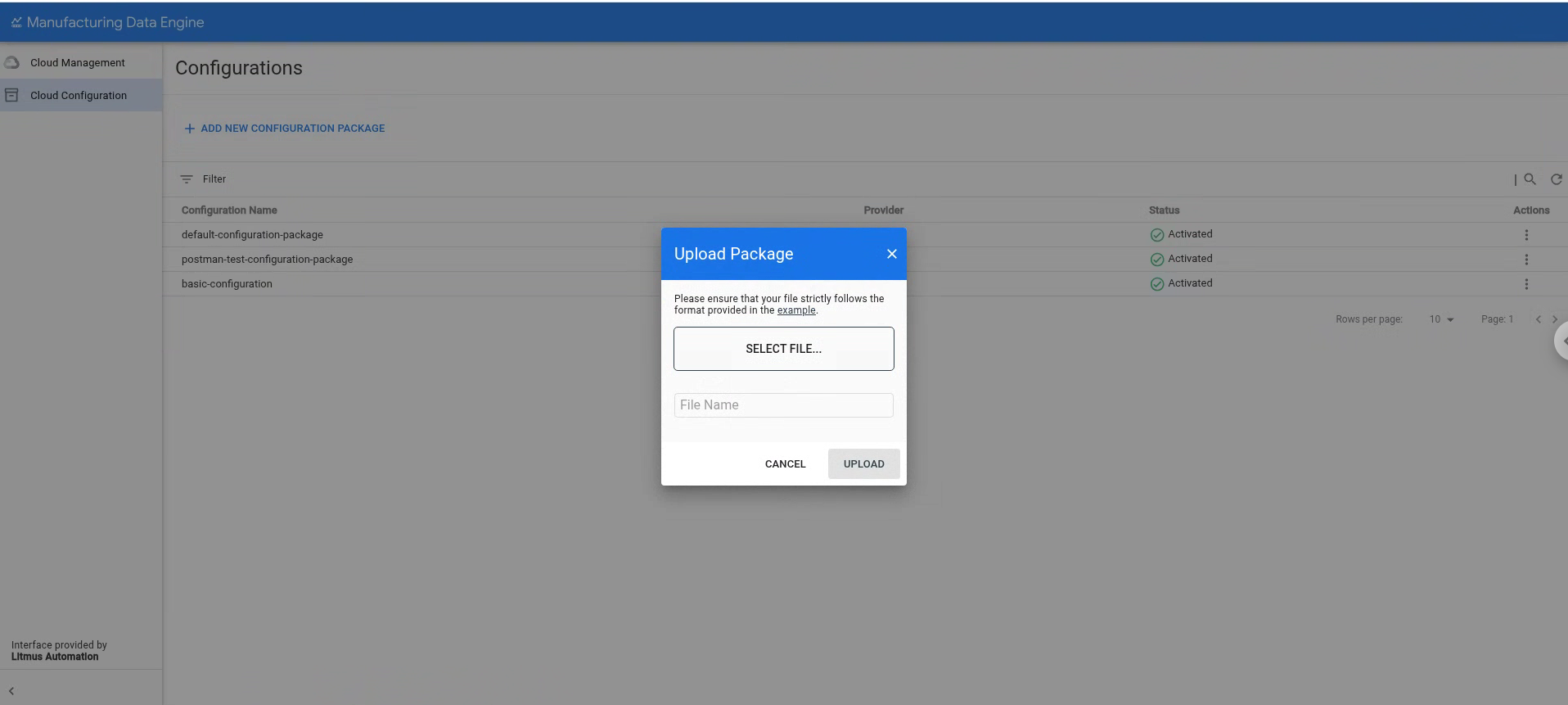 New configuration package