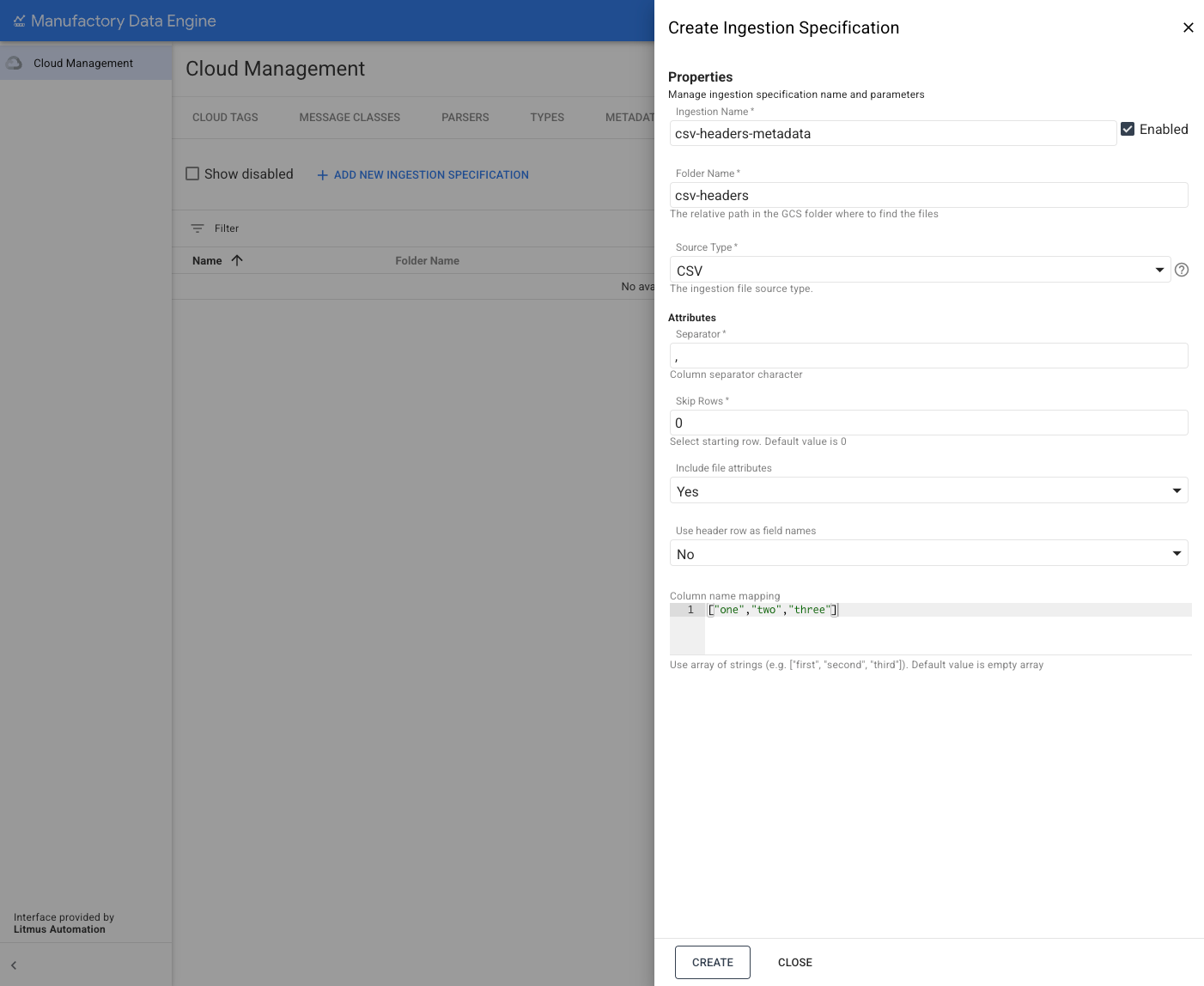 File Ingestion - New advanced CSV file ingestion specification