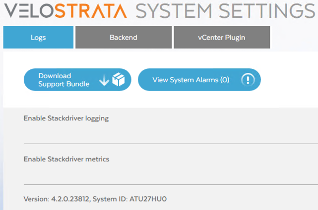 The System ID as visible from the Velostrata Manager