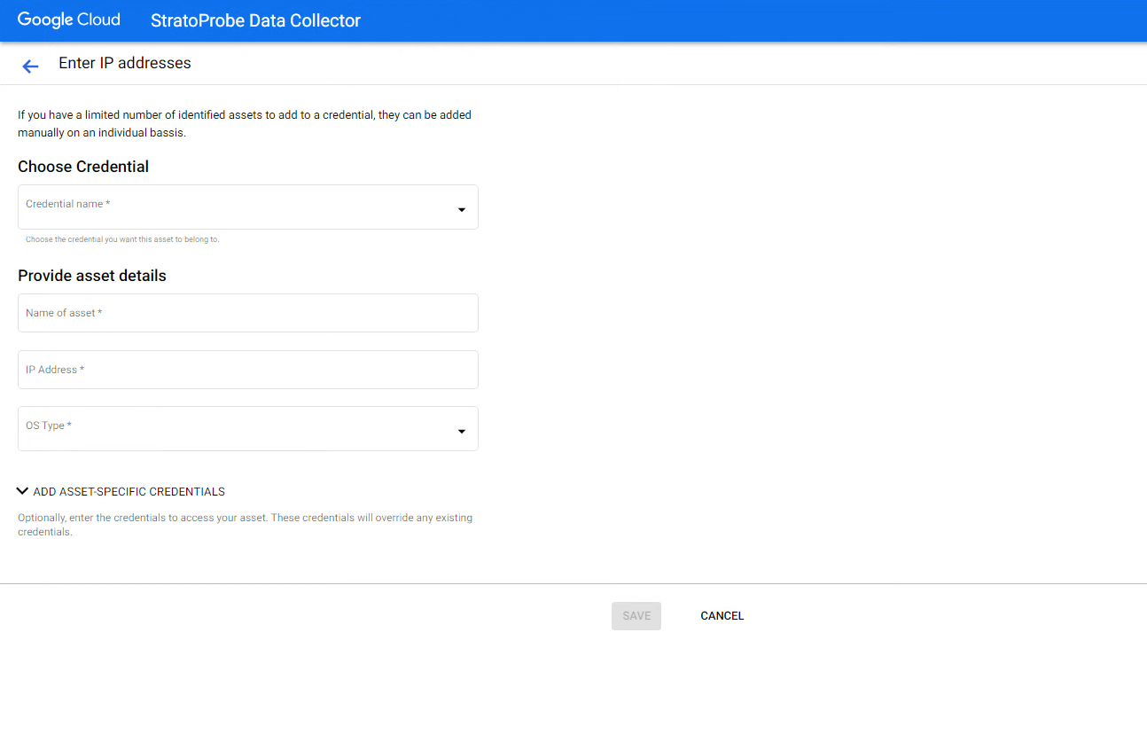 Enter IP addresses in StratoProbe