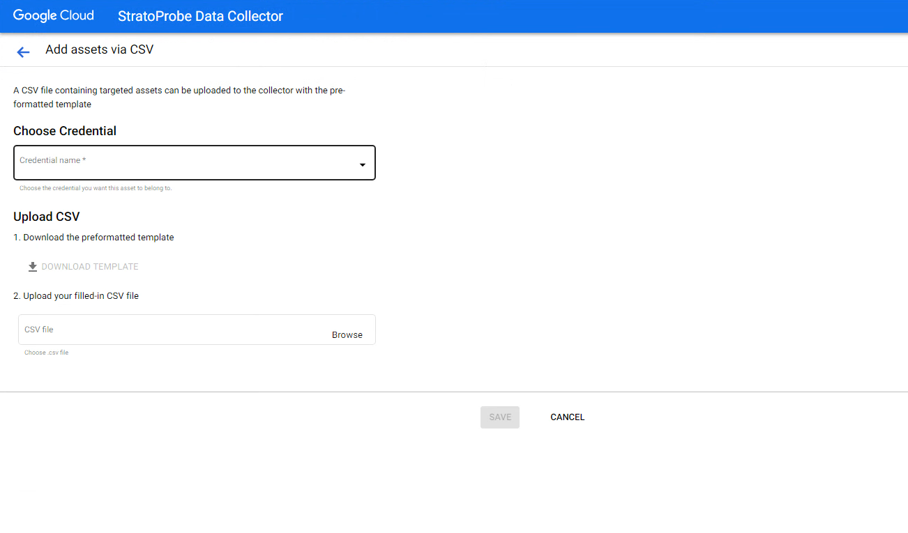 Upload CSV dengan aset di StratoProbe