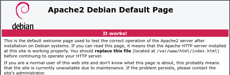 Apache2 のデフォルト ページを表示。