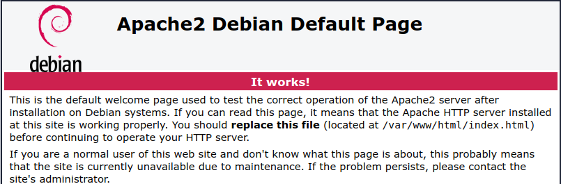 Menampilkan halaman default Apache2.