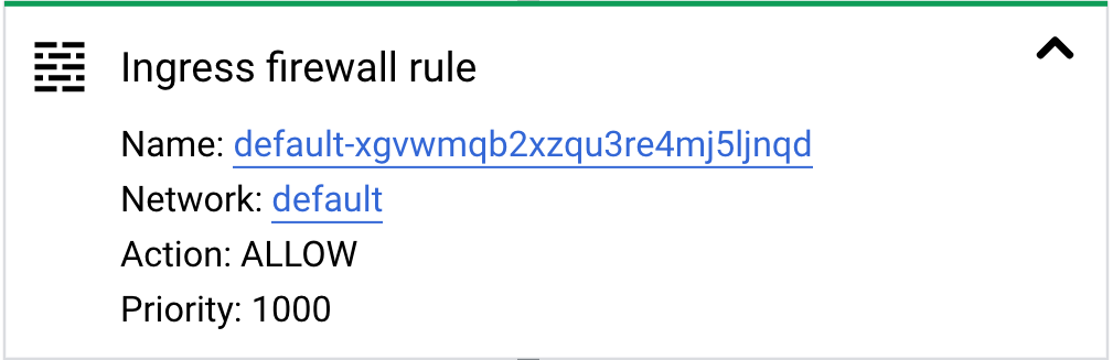 Ingress firewall rule card expanded.
