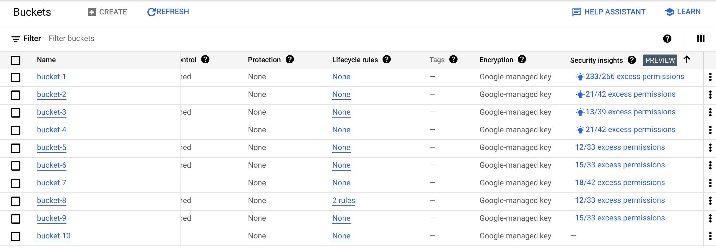 Review and apply role for Cloud Storage buckets